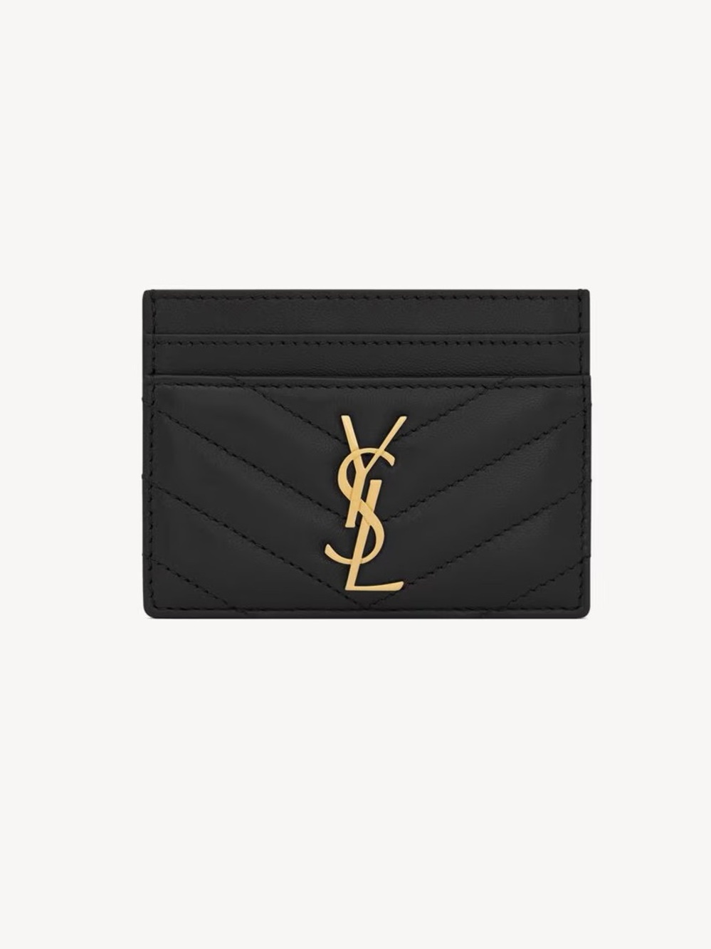 AUTHENTIC Saint Laurent Cassandra Matelasse Black Card Holder Wallet -